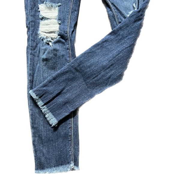 JUST BLACK DENIM DARK WASH DISTRESSED MID RISE SKINNY JEANS SIZE 25 - Picture 6 of 12